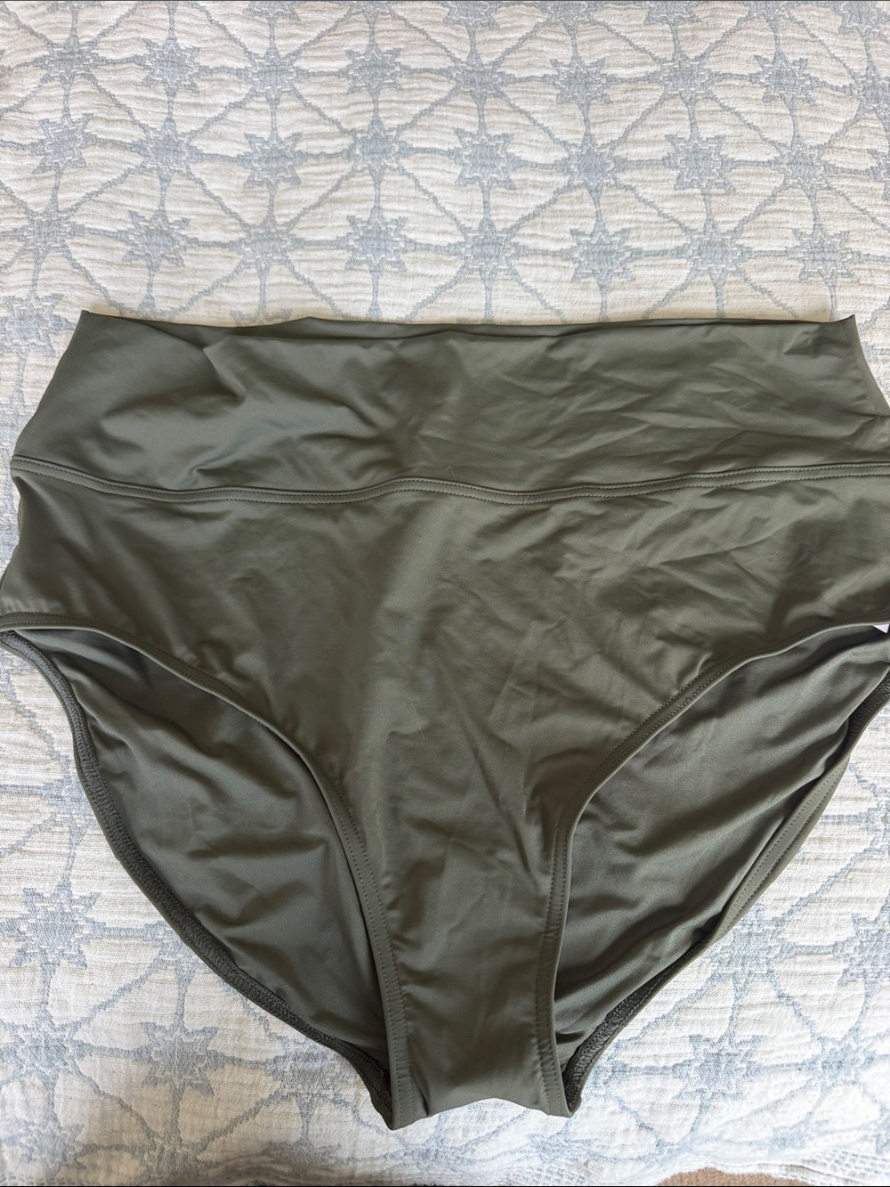 High-Waist Olive Swim Bottoms